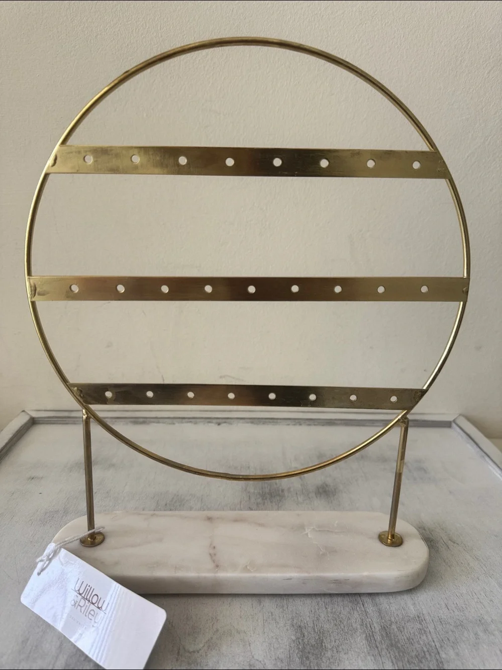 Willow & Riley Gold Tone Metal Earring Display Stand W Marble base
